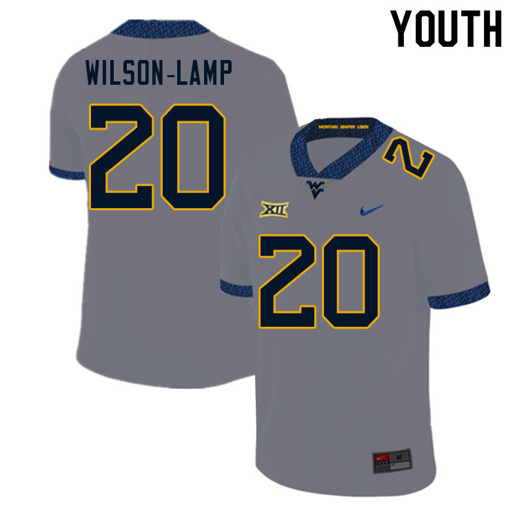 Youth #20 Andrew Wilson-Lamp West Virginia Mountaineers College Football Jerseys Sale-Gray - Click Image to Close